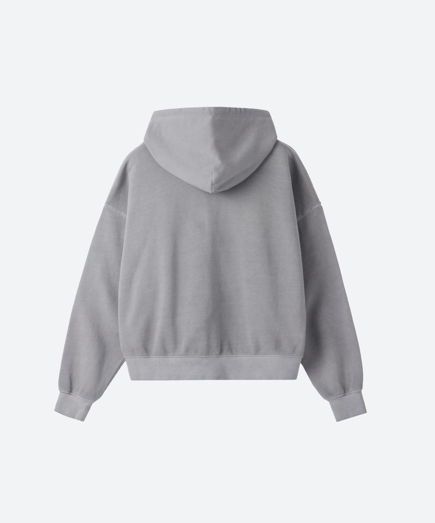 M.C Unisex, Logo Pigment-Dyed Hood Zip-Up / Gray