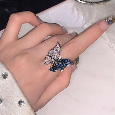 Bague Papillon Zircon Coréen - Design 3D Tendance et Luxueux pour Femmes.