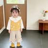 Super Korean Baby Spring Knitted Vest Three-Piece New Girls Sweet Suspender Doll Collar Bottom Shirt Straight Pants