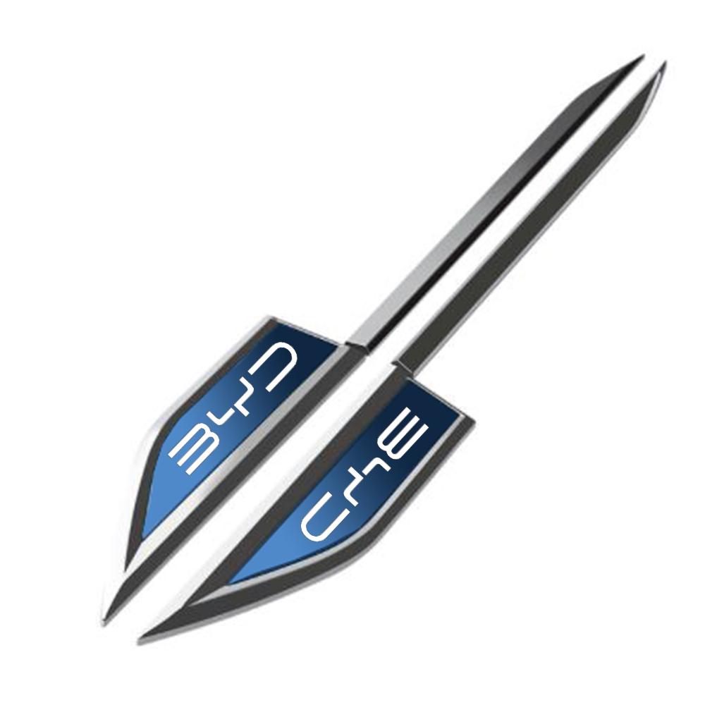 2PCS Car Side Fender Knife Stickers Emblem Badge Decals Trim Styling Logo For BYD Atto 3 Act 3 Tang F3 E6 Dmi Yuan ev f0