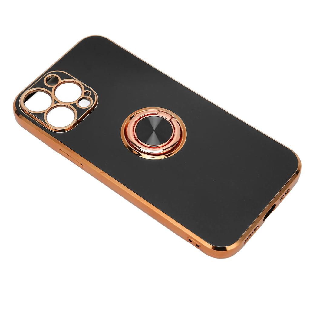 Handyhülle für iPhone 13 Pro Max mit roségold glitzerbeschichtetem Ringständer für Frauen, ultradünne, weiche, flexible TPU-Handyabdeckung