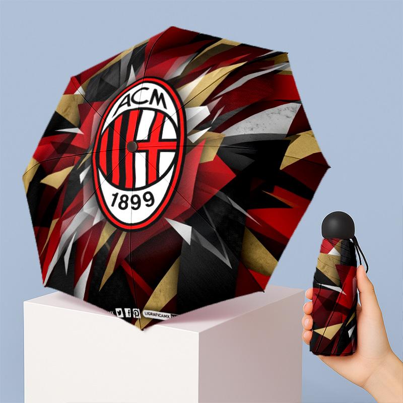 AC Milan Pattern Printed Mini 5 Folds 8 Ribs Compact Umbrella Windproof Waterproof Lightweight Portable Folding