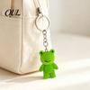 Decorative Frog Charm Flocked Resin Keychain for Backpacks, 3D Plush Key Green Pendant Ring, Animal Hanging Ornament Bag Charm, Gift Lovers