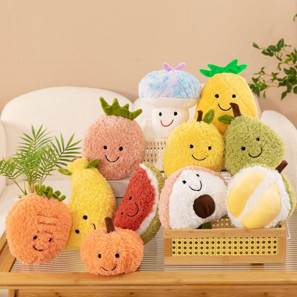 Cartoon Fruit Plush Toy Cute Soft Watermelon Pumpkin Lemon Stuffed Fruit Doll Banana Peach Strawberry Pineapple Mango
