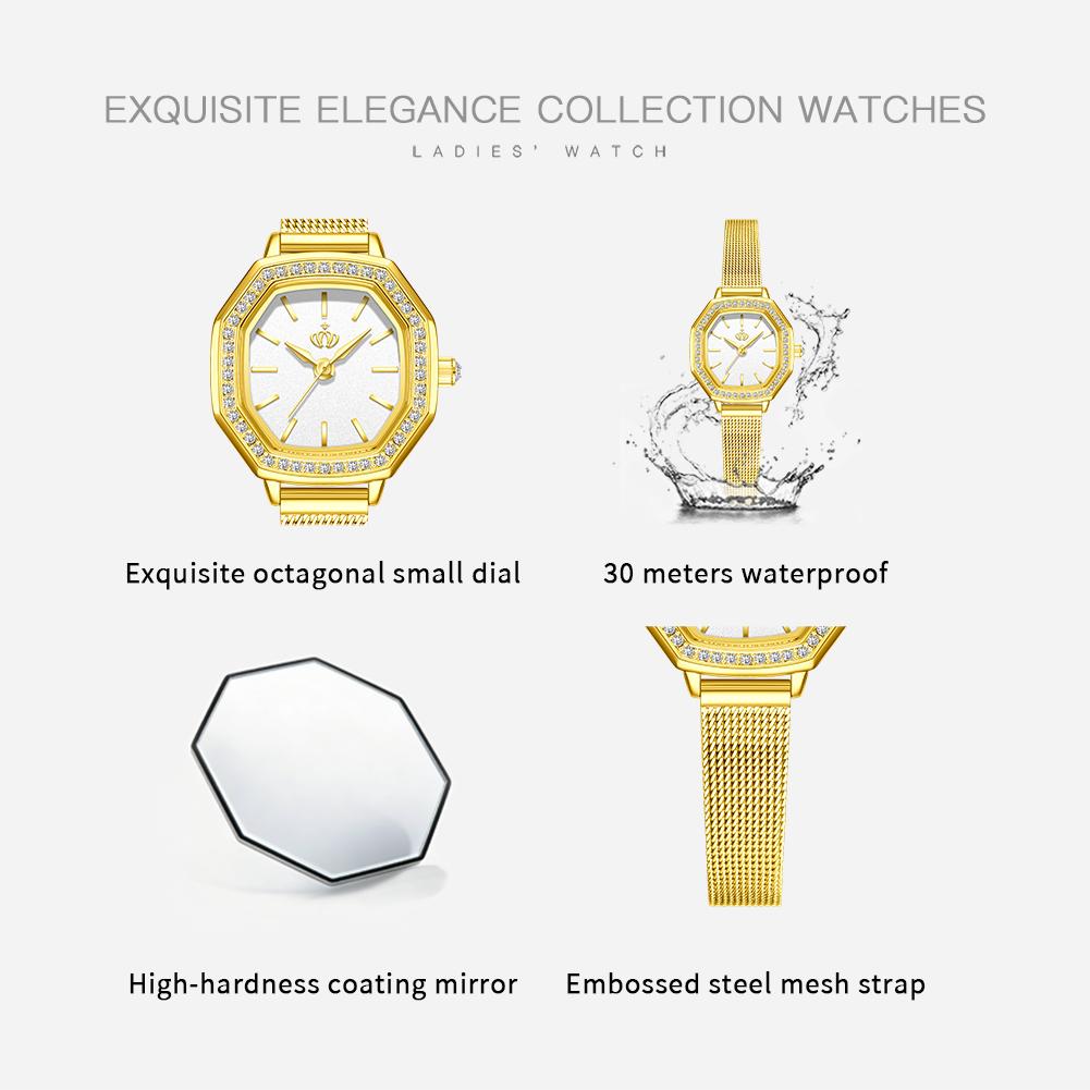 Fatelove 924 Diamond Bezel Quartz Watches for Women Steel Strap Waterproof Ladies Wristwatch Elegant Luxury Original Woman Watch