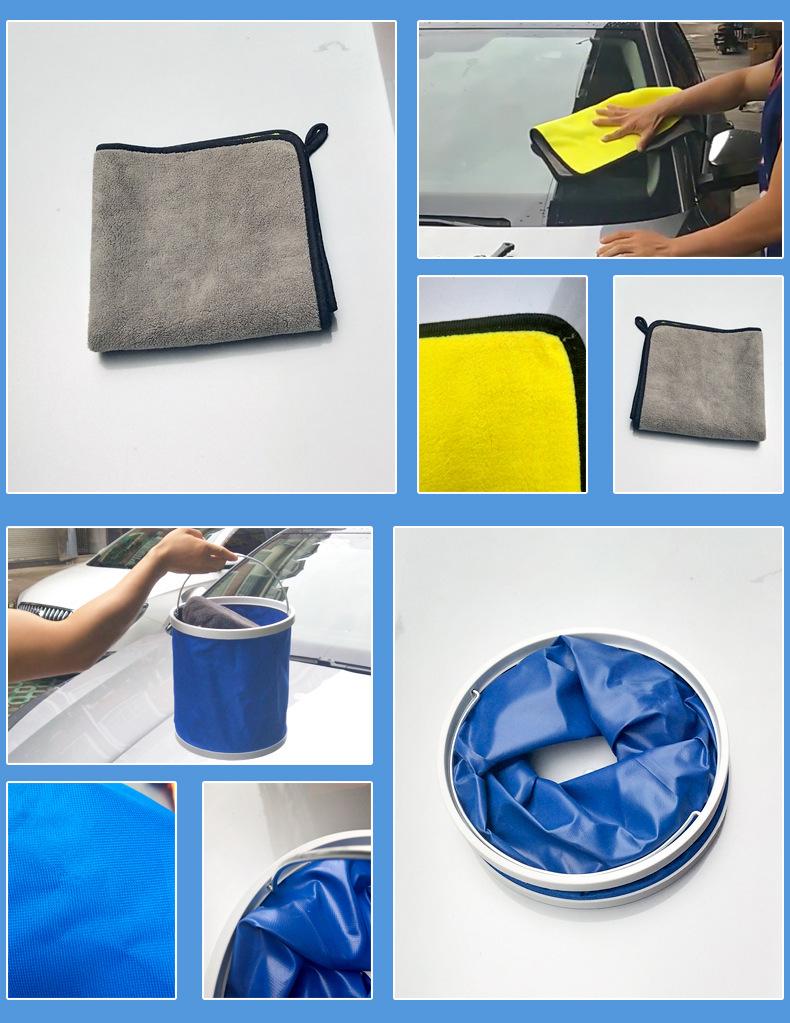 10-Piece Movable Car Wash Kit: Towels, Sponges, Brushes, and Bucket Gift Set