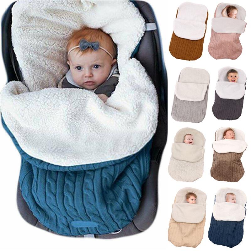 Newborn Knit Baby Swaddle Stroller Wrap Blanket Warm Infant Pram Bag Sleeping