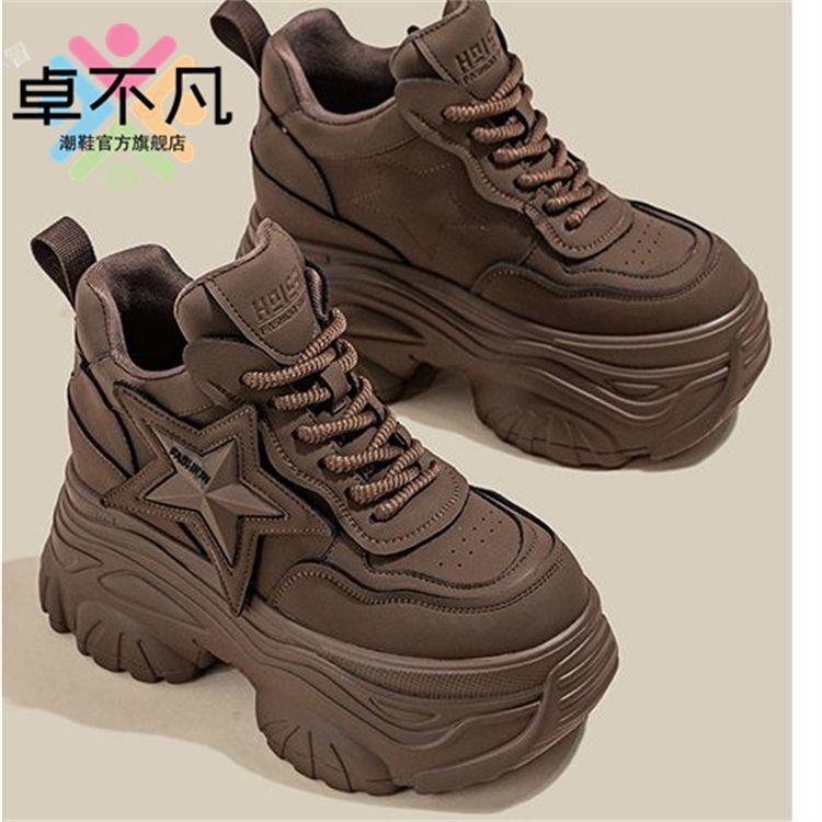 High-value Retro Dad Shoes, New Spring Thick-soled Small Casual Fashion Inner Height-increasing Women's Shoes 10cm