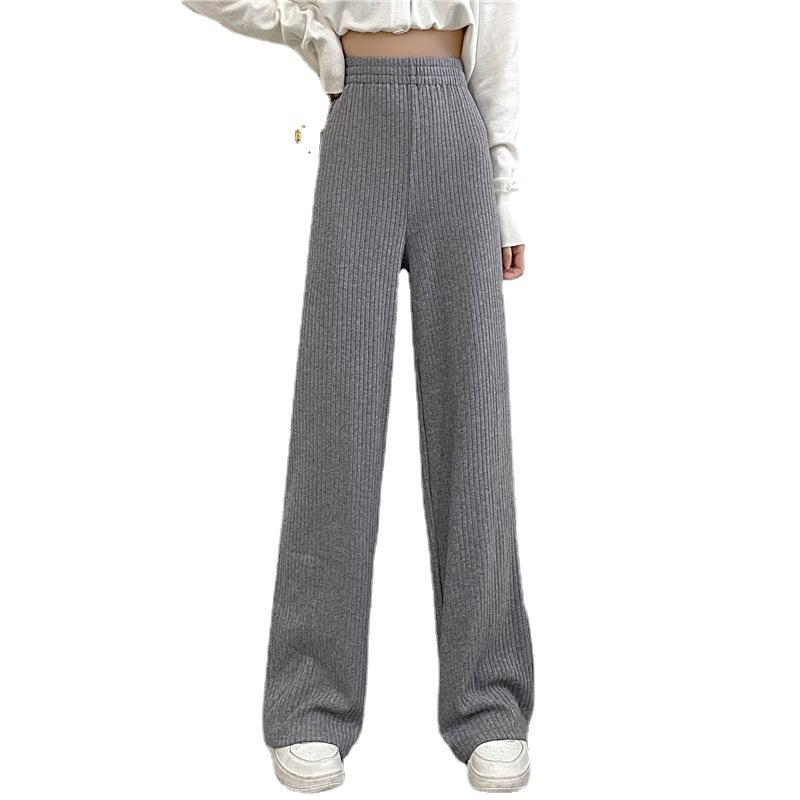 Nové Jarní a Podzimní Meruňkové Sametové Široké Ležérní Kalhoty Dámské S Vysokým Pasem Až na Zem Volné Rovné Kalhoty Dámské