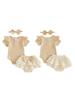 Adorable Baby Girl Summer Outfit Stylish Ribbed Short Sleeve Romper with Plaid Skort Headband 3Pcs Set for Your Little
