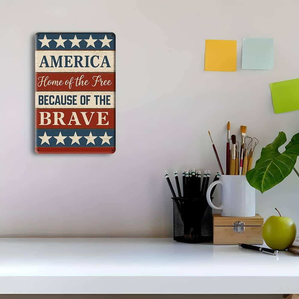 Rustikales 8x12in Amerikanische Flagge Aluminiumschild für Innen/Außen