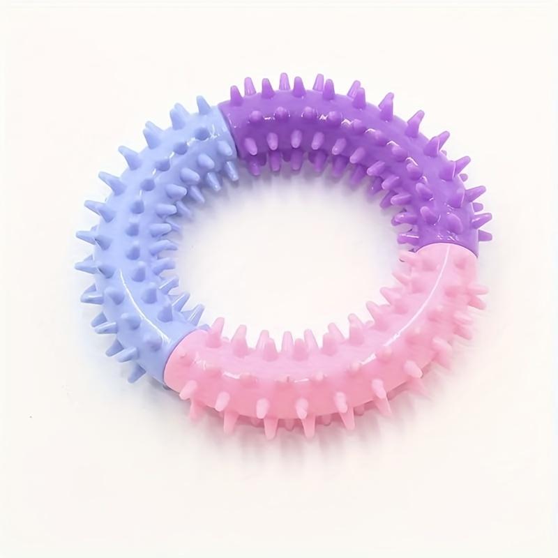 1pc TPR Dog Durable Chew Toys, Tricolor Spike Ring Dog Interactive Play Toys, Teeth Cleaning Training Toys Pet Supplies, Holiday Gifts