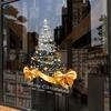 Star Bow Design Golden Christmas Tree Window Stickers Christmas Glass Door Stickers  Store