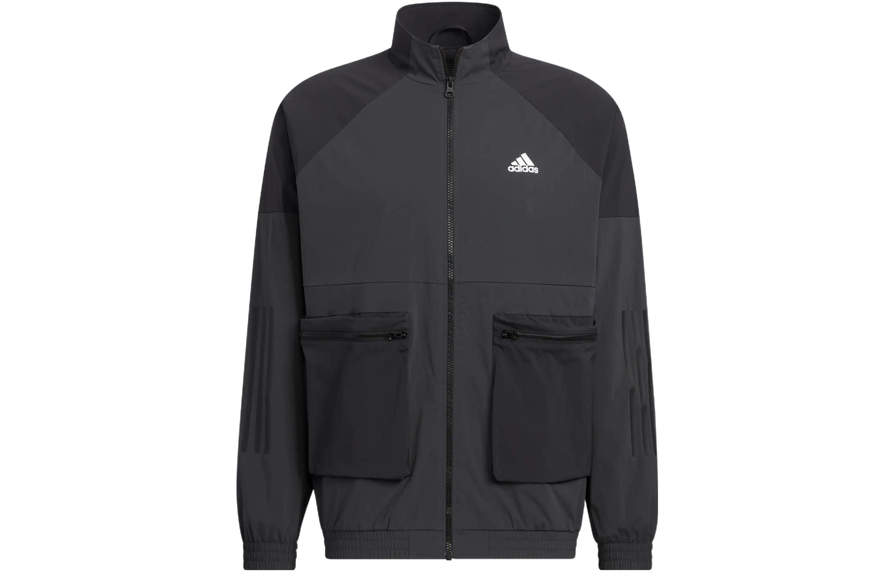 Adidas Jackets Men s Black Stand Collar Moderate Workwear HN9009 XXL