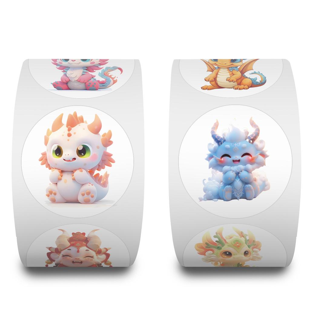 500 Stickers/roll Cartoon Dragon Baby High-value Tape DIY Decorative Suitcase Mobile Phone Case Tape