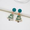 925 Sterling Silver Cartoon Christmas Earrings: Cute Bell & Snowman Acrylic Dangle Design