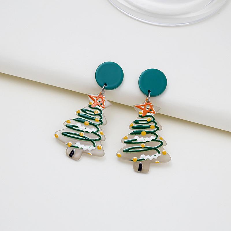 925 Sterling Silver Cartoon Christmas Earrings: Cute Bell & Snowman Acrylic Dangle Design