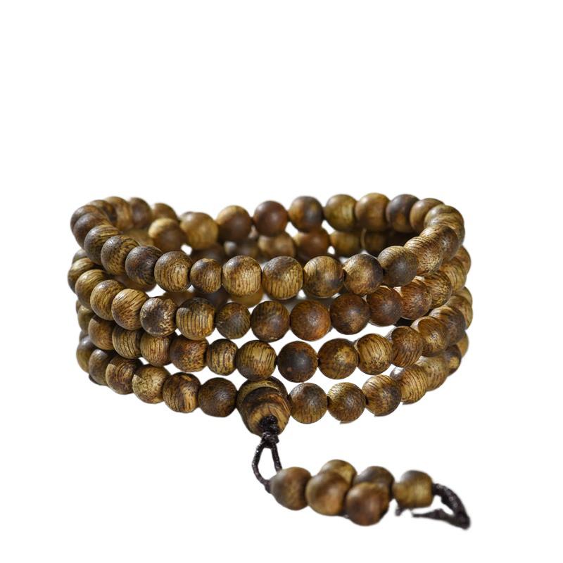 Hainan Yingge Green Qinan Agarwood Buddhist Beads Bracelet - Unisex Style, Five Fen Chen Beads, Free SF Express Shipping
