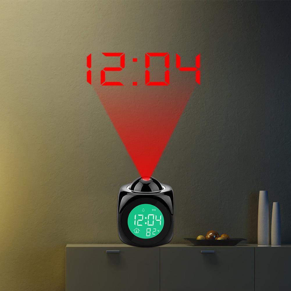 Multifunctional LED Projection Alarm Clock Energy Saving Fashion Voice Alarm Clock Projection Digital Clock Decor Ornament