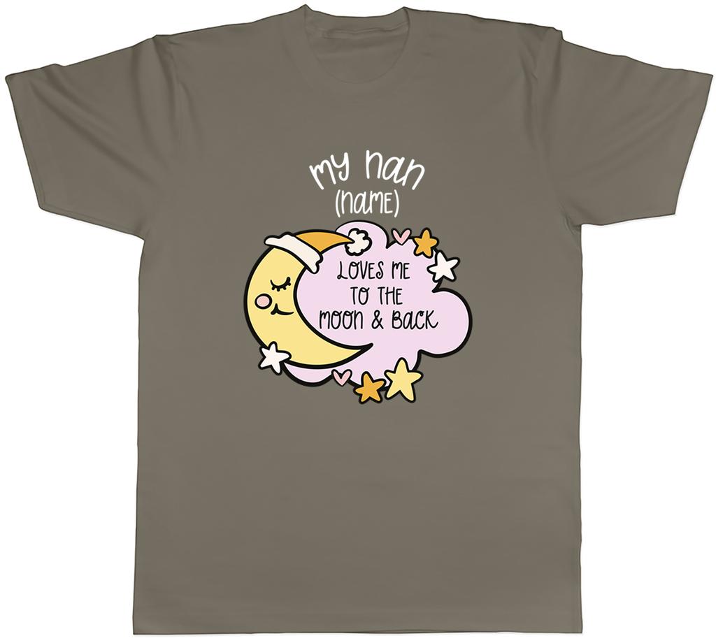 Personalised My Nan Loves me to the Moon Pink Unisexs TShirt Tee Gift Top