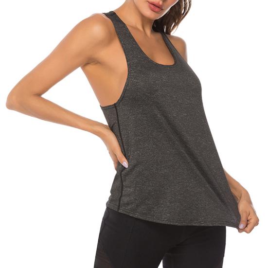 Workout Tank Solid Color Sweat-absorbing Breathable Relaxed-Fit Sleeveless Fitness Polyester Women Athletic Yoga Top Fitness Vest for Girl