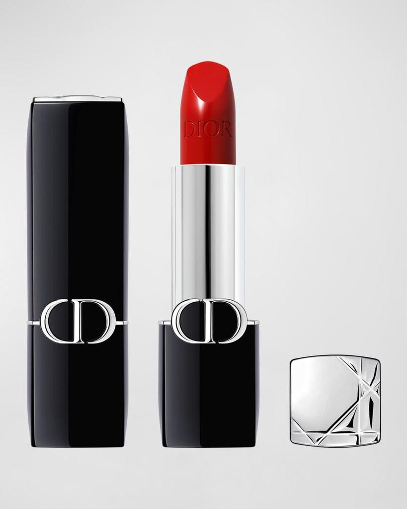 Dior Rouge Dior 999 Satin Lipstick 3.5g, Moisturizing Creamy Texture, Vivid Classic Red, Long Lasting, New & Old Packaging Random Delivery