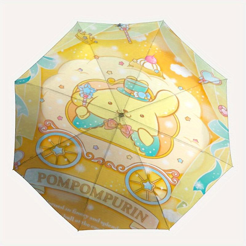 Pom Pom Purin Dessert Cart Automatic Opening and Closing Umbrella - Lightweight 3-Fold Design, Suitable for Fans, Travel, Daily Use - Official Product