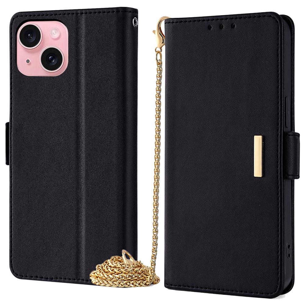 For iPhone 15 Case RFID Blocking Flip PU Leather Wallet Crossbody Phone Cover