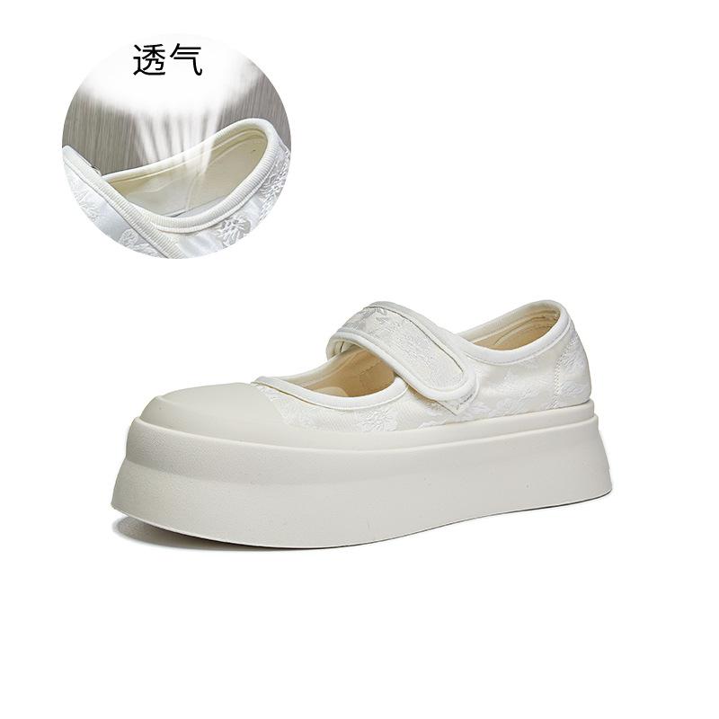 Guochao Velcro Mary Jane Shoes Women's 2025 Summer New Flat-bottomed Single Shoes Women's Casual Versatile Fashion Shoes Women's