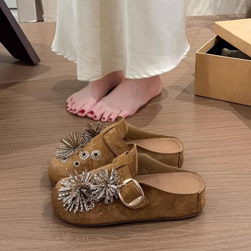 

Retro Bun-style Half-trousers Women s Shoes - New Style, Thick-soled Shoes 40 коричневий