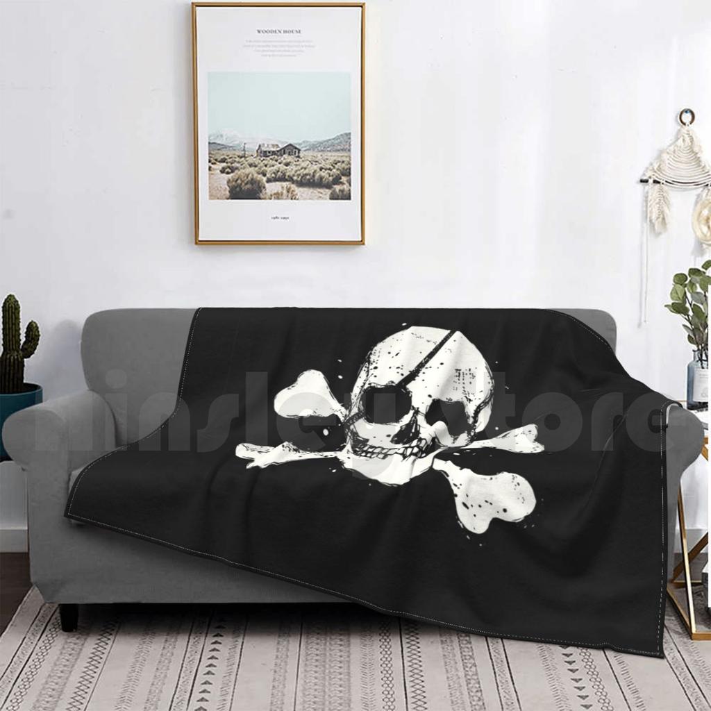 Jolly Roger Pirate Flag Skull & Crossbones Blanket For Sofa Bed Travel Jolly Roger Pirate Skull Skull And