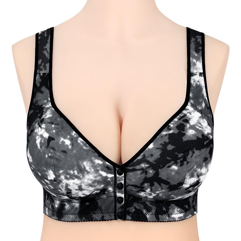 

Бюстгальтер Супер Большого Размера Чашки A-G 36-52 Без Косточек Жилет Креативное Принтованное Нижнее Белье с Передней Застежкой 52/120G【6XL】 чёрный