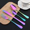 16pc Cutlery Set Stainless Steel Rainbow Dinnerware Knife Fork Spoon Steak Knife Fork Tea Spoon Suitable for Restaurant Kitchen