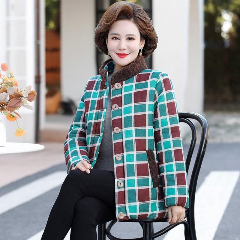 

Winter new cotton and linen small floral fleece and cotton short cotton-padded jacket medium and old warm jacket cotton-padded jacket 5XL [recommended 150-80kg] зелёный