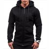 Mens Solid Color Hooded Zip-Up Sweatshirt Casual Oversized Long Sleeve Pullover