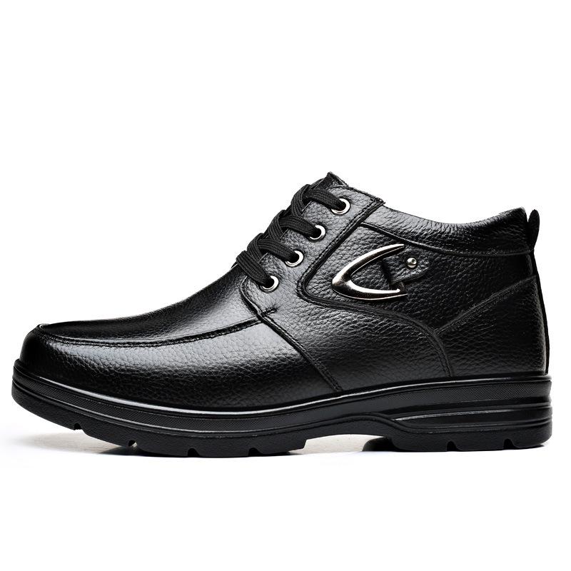 

Men s Genuine Leather Winter Warm Cotton Shoes, Thickened Wool Lining, Non-Slip Snow Boots for Middle-Aged and Elderly 48