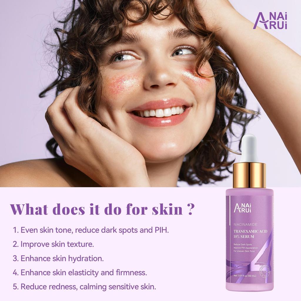 ANAiRUi Ser cu Acid Tranexamic 10% cu Niacinamidă și Acid Hialuronic pentru Ten cu Nuanță Inegală, 30/50ML