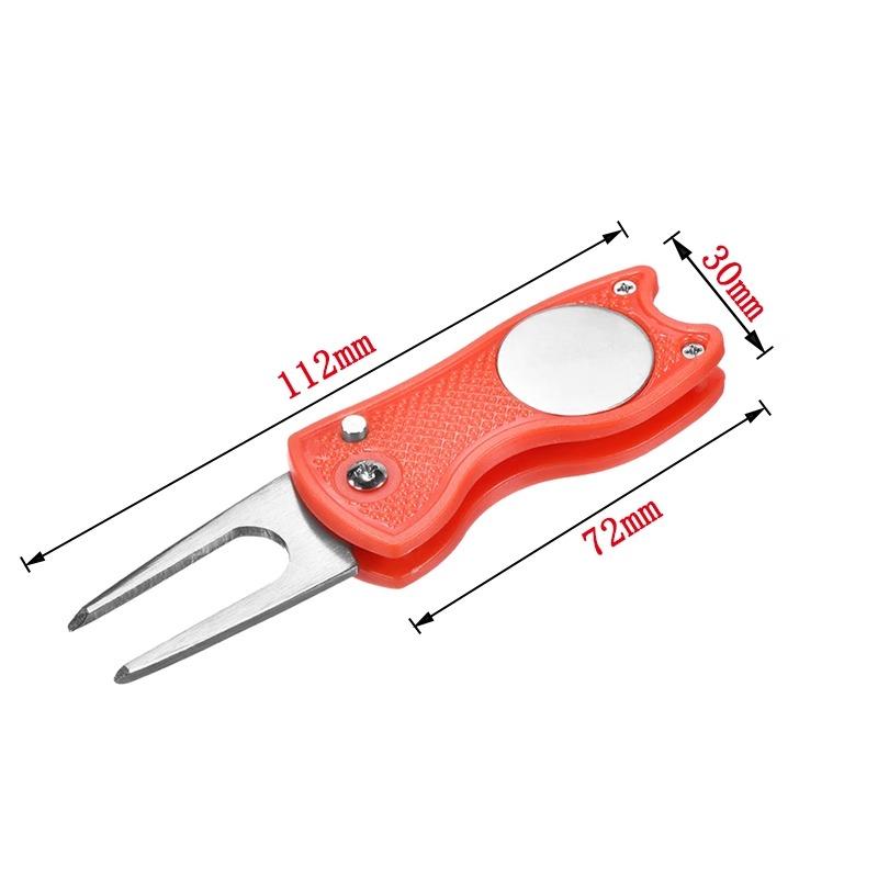 Golf Divot Repair Tool Foldable Metal Golf Green Divot Tool with Magnetic Ball Marker 5