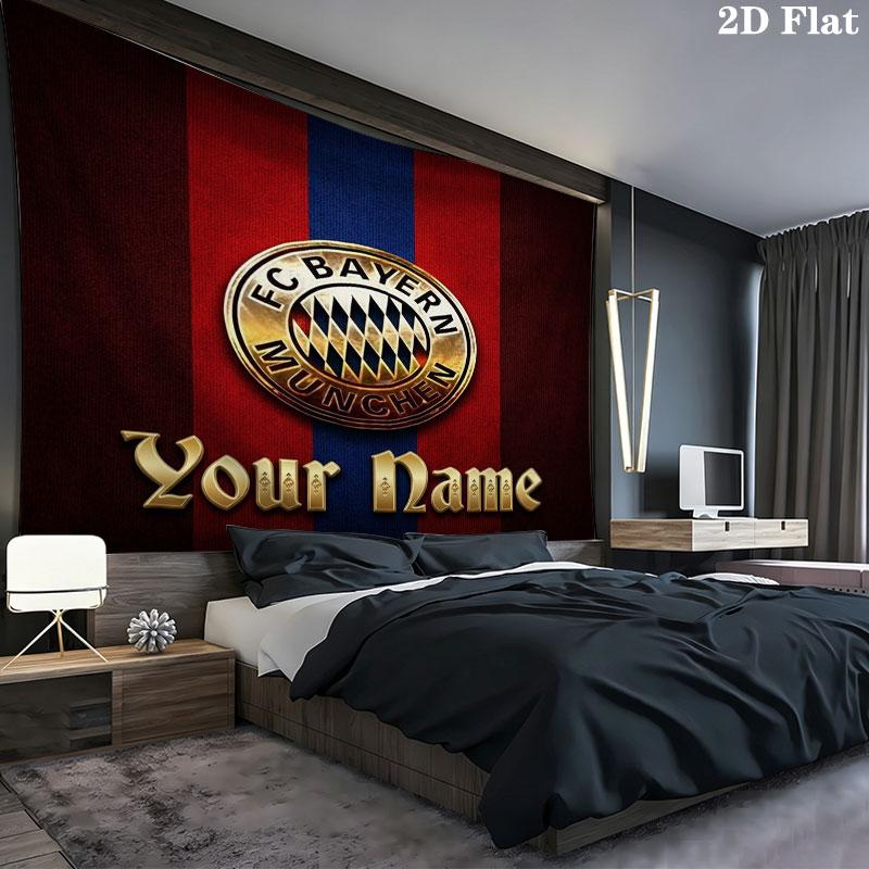 FC Bayern Munchen Custom Name Wall Tapestry Aesthetic Wall Hanging Printed Fabric Blanket Decorative Tapestries for Bedroom Living Room Home Decor