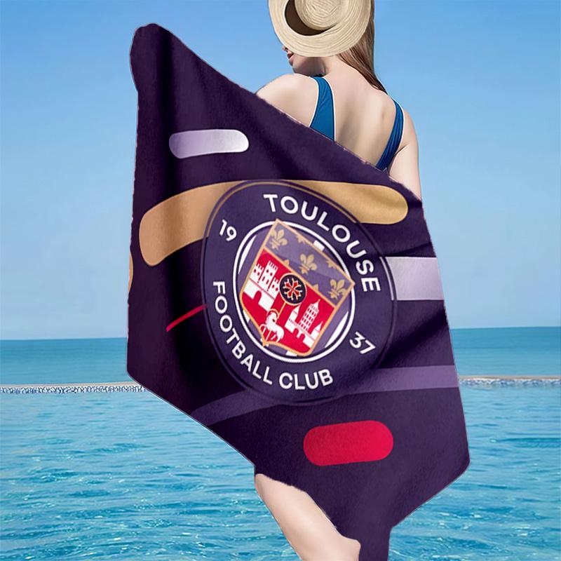 1PC Toul-ouse Crest Design Beach Towel - Soft, Absorbent Microfiber, Lightweight, Ideal for The Beach, Parties, Travel, Camping Fan Gifts