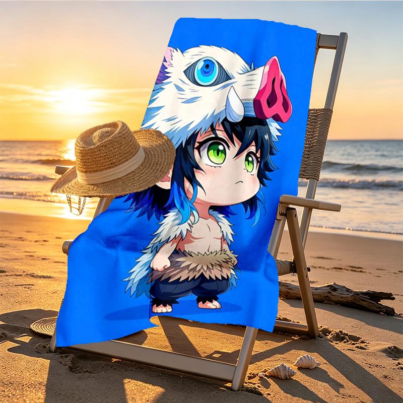Demon Slayer Print Beach Towel Design, Soft, Lightweight. for Home Bathroom, Spa, Pool, Yoga, Surfing, Camping, Gift for Family, Friend