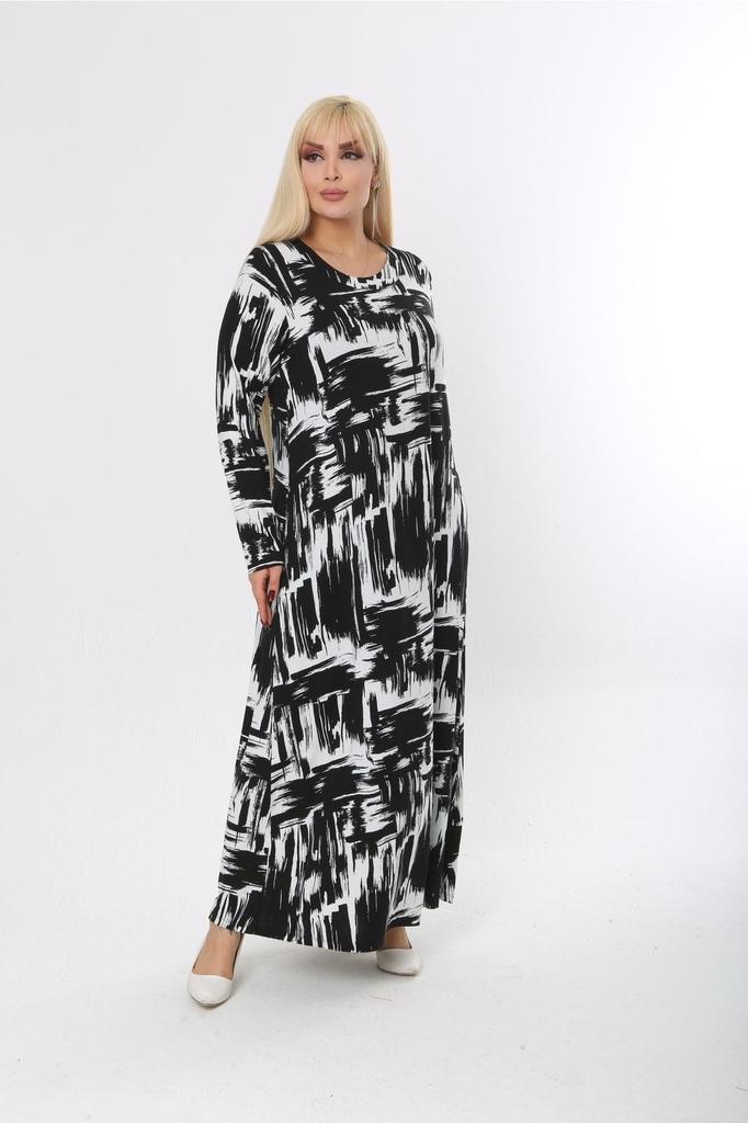 Damen Große Größen Kleid Plus Size Langarm (Geeignet für Hijab) Langes Kleid aus gekämmter Viskose