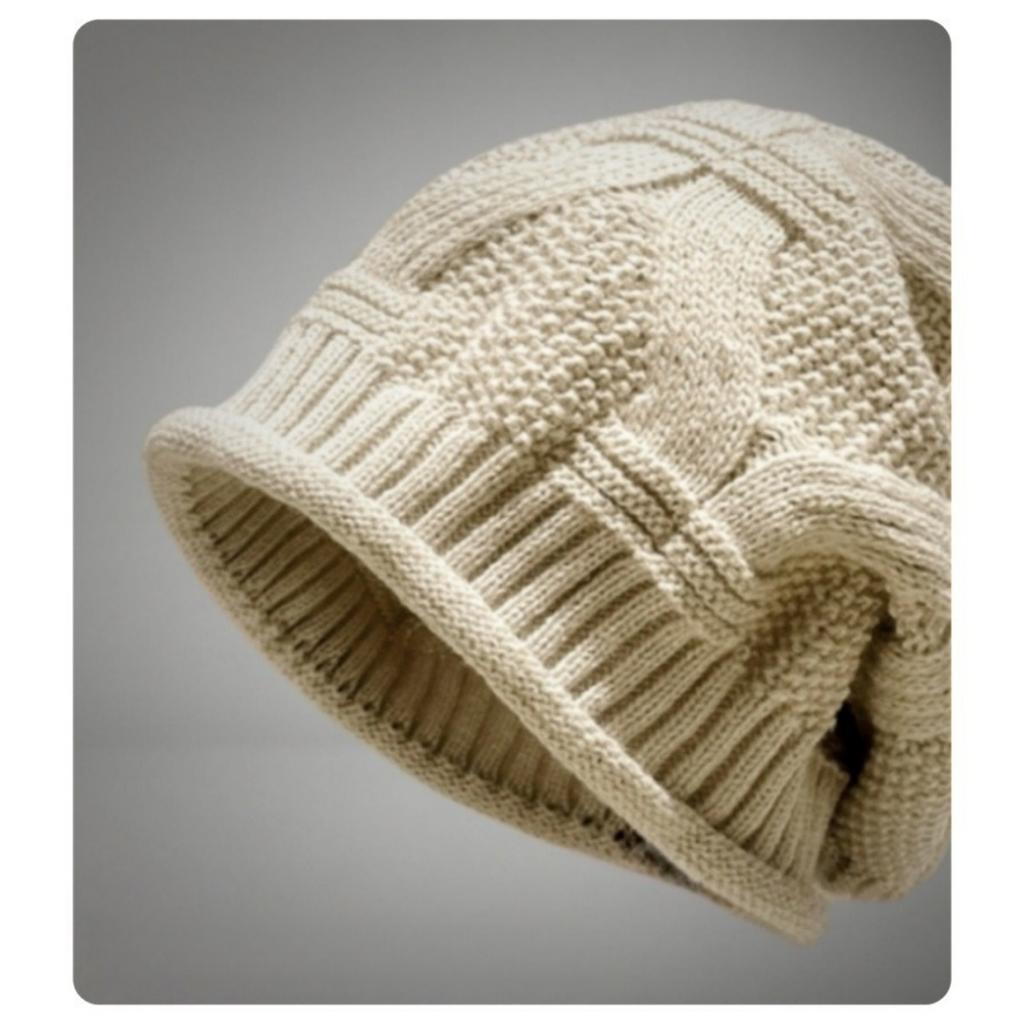 Woolen Hat, Rolled Edge, Knitted Hat, Toe Cap, Ladies', Single-layer, Stacked Hat, Warm Hat