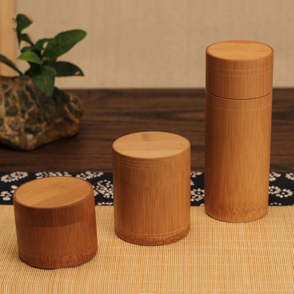 Bamboo Tea Cans Tube Storage Canister Friendly Gift Natural Stylish Lid Seal Jars - Brown,