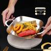 Tiefe quadratische Edelstahl-Grillpfanne - Flacher Snack-Tablett