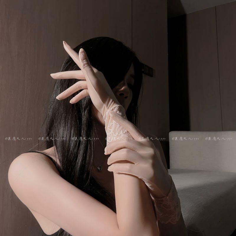 Demon Adult Ultra-Thin Smooth Lace Trim Shiny Stockings Gloves Aurora Sexy Dating Accessories Flirting Matching