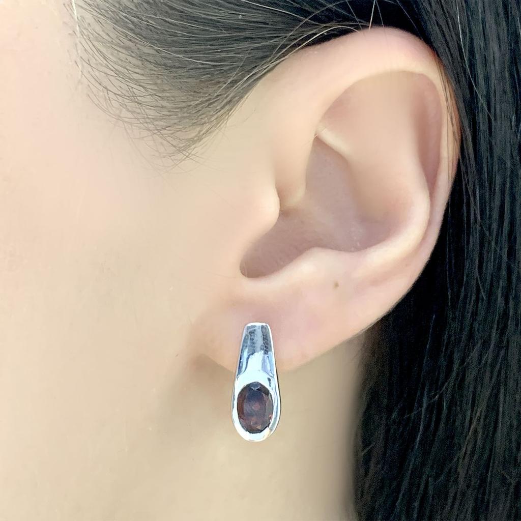 Silver Earrings with Natural Garnet (2030751)