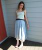 Ronron Sheer Pattern String Long Skirt Dot Blue