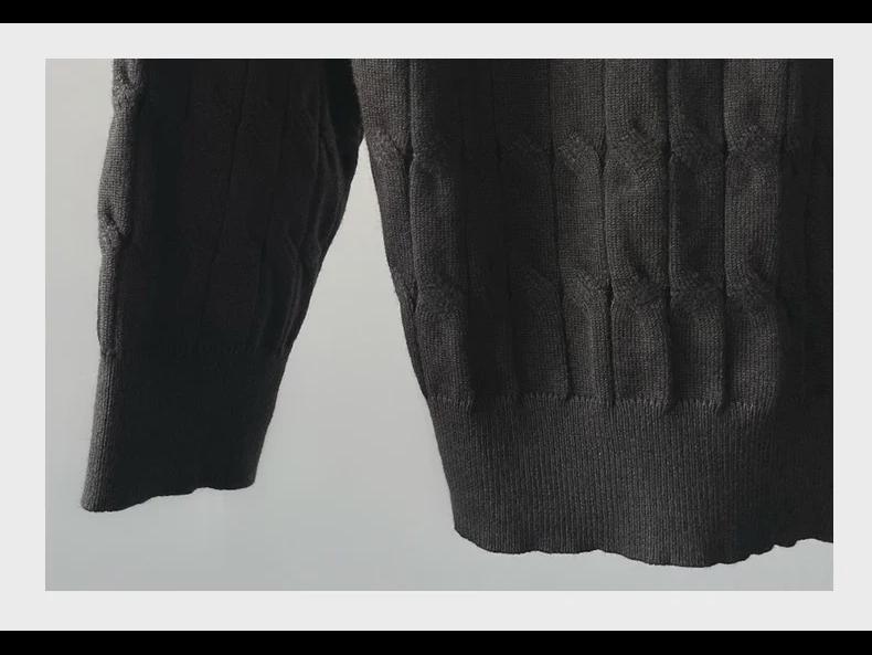 Men's Trendy Cable Knit Zipper Sweater: Loose Fit Half Turtleneck Pullover for Autumn and Winter