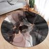Abstrakter Marmor Runder Rutschfester Teppich Grünes Tintenmuster Goldene Linienstruktur Flanellmatte Dekorativer Teppich für Wohnzimmer und Schlafzimmer